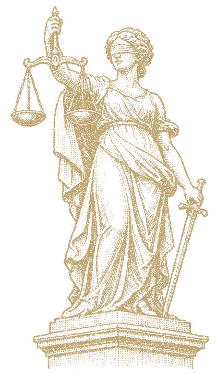 Estatua de la justicia con una balanza y una espada